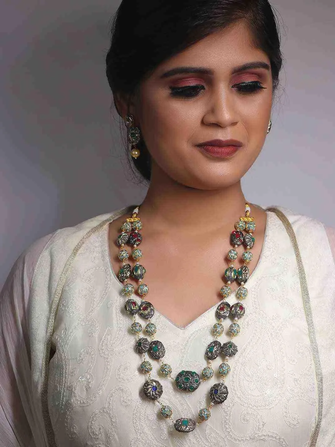 Yashika Aannand In Double Layered Victorian Necklace