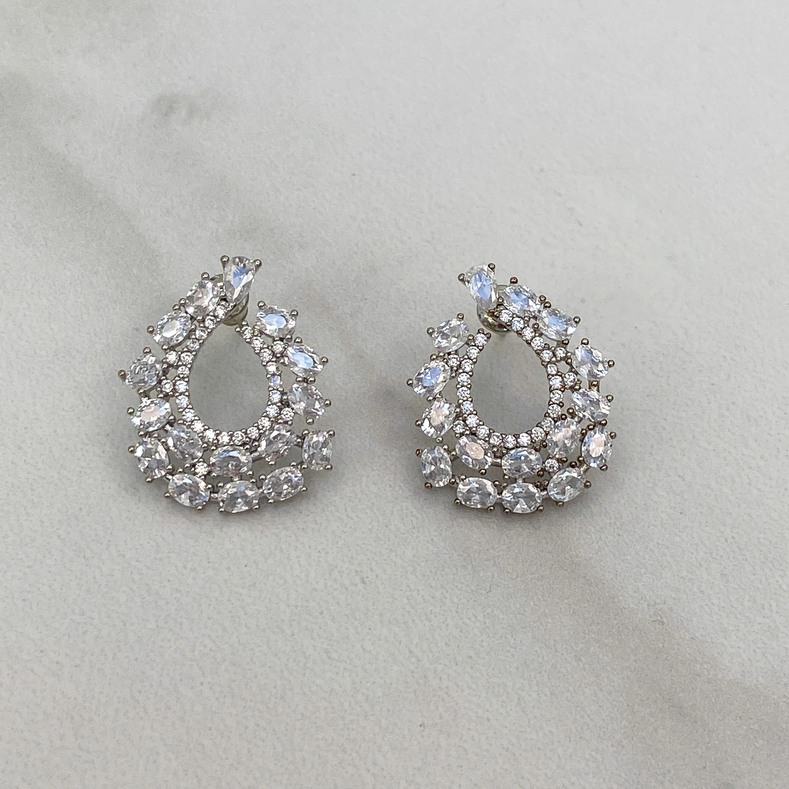 ZURI Silver Crystal Earrings