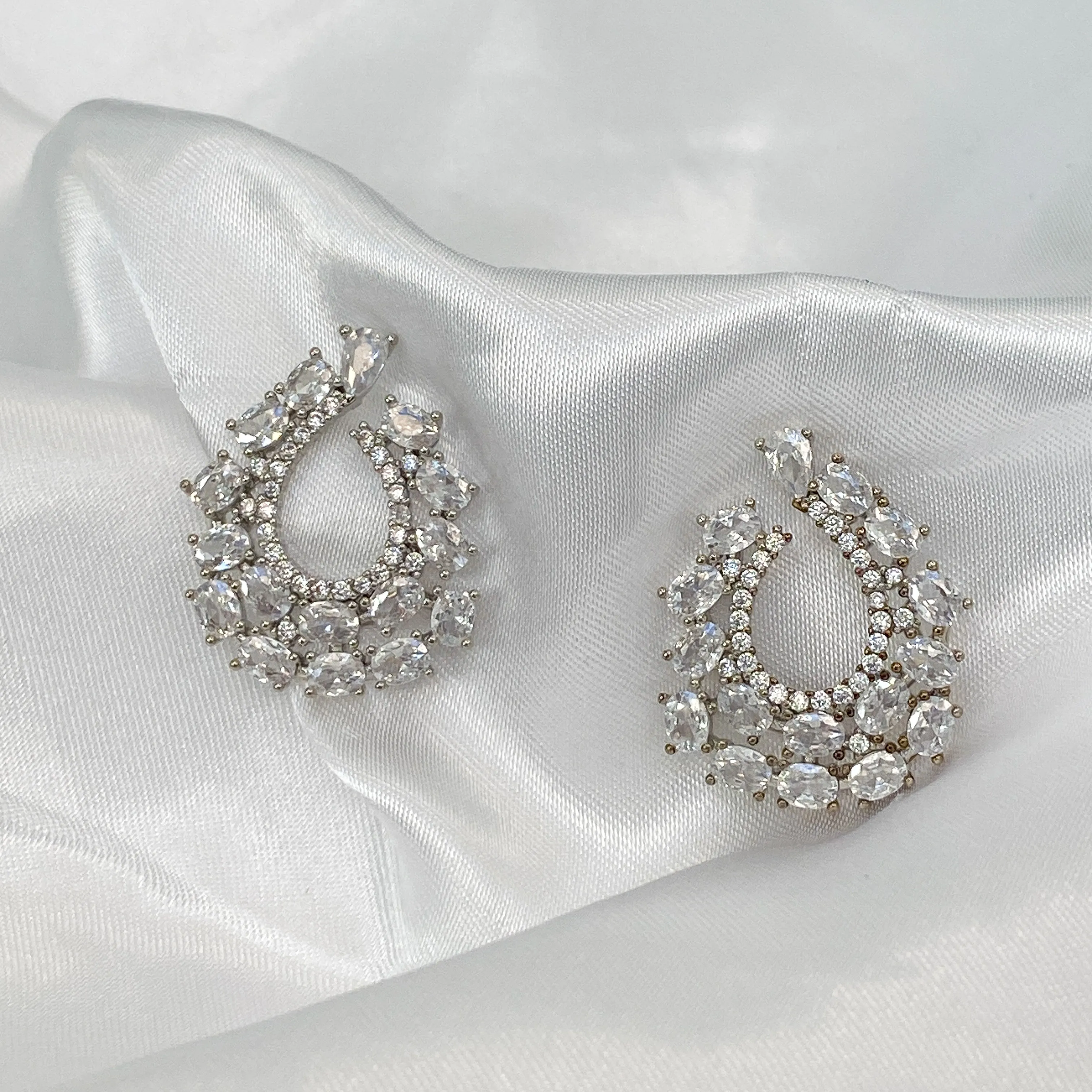 ZURI Silver Crystal Earrings